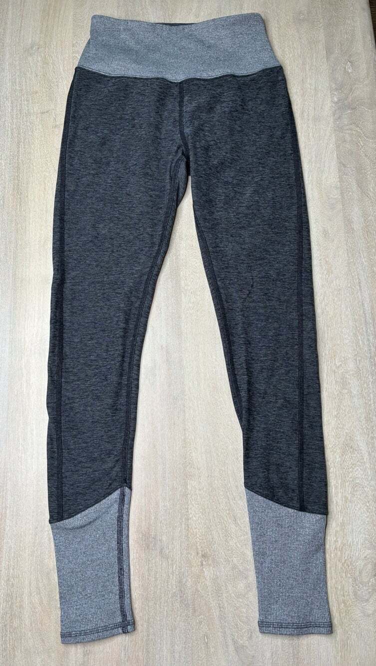 Alo Yoga Alosoft Colorblock Full Length Leggings in Heather Gray Size Small